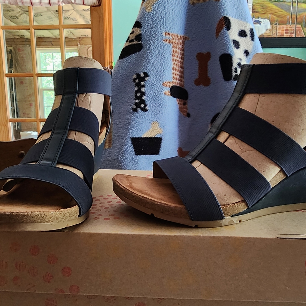 Euro Soft Navy Wedge Sandals